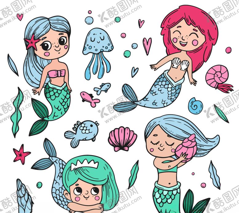 编号：76966810051500114533【酷图网】源文件下载-卡通图案美人鱼卡通