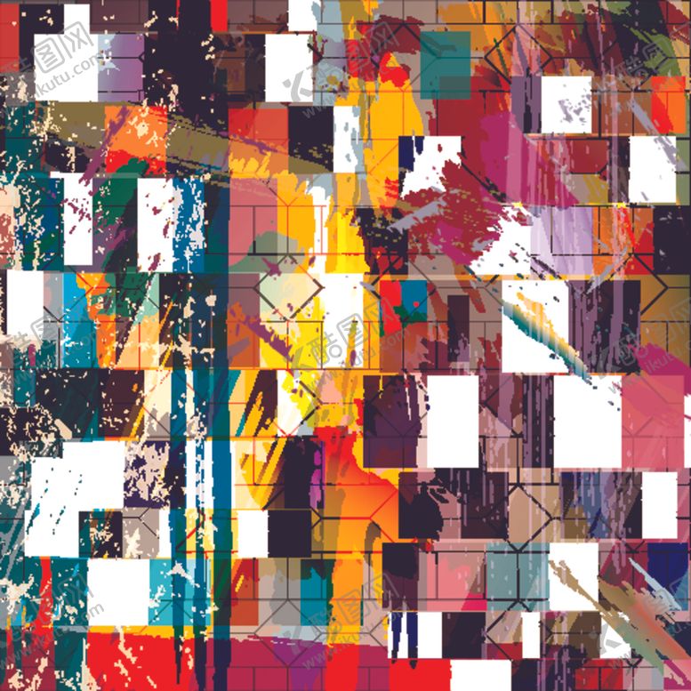 编号：28890409131323207686【酷图网】源文件下载-几何抽象图形涂鸦背景彩