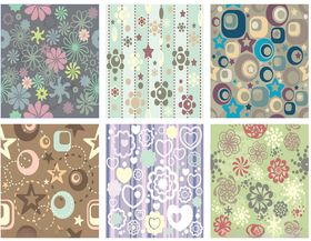 多彩花卉几何图案背景图