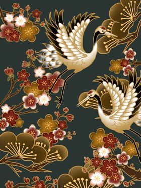 中国风仙鹤复古国潮画风