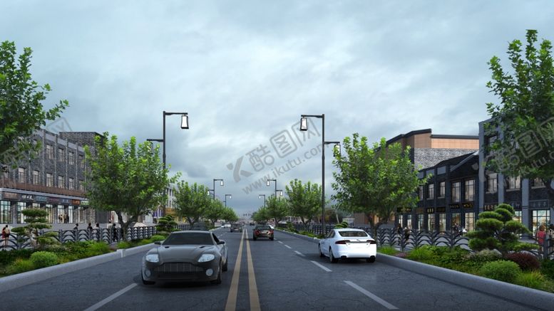 编号：22294905120329056357【酷图网】源文件下载-道路街道建筑景观效果图