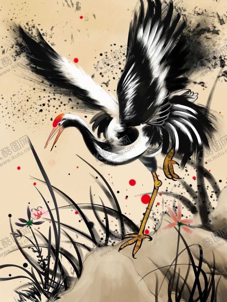 编号：28464610050028239814【酷图网】源文件下载-仙鹤插画
