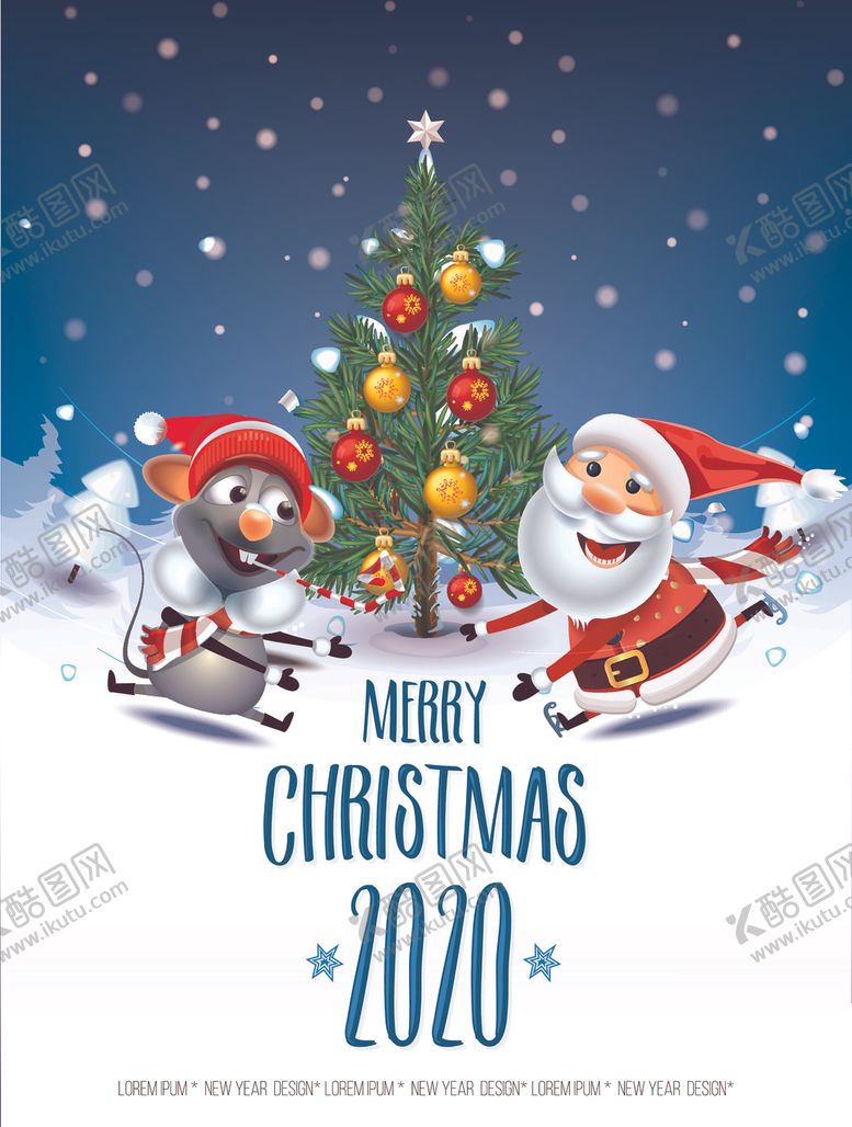 编号：39705809211121085165【酷图网】源文件下载-圣诞老人和老鼠贺卡