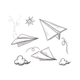 插画家庭纸飞机儿童插画