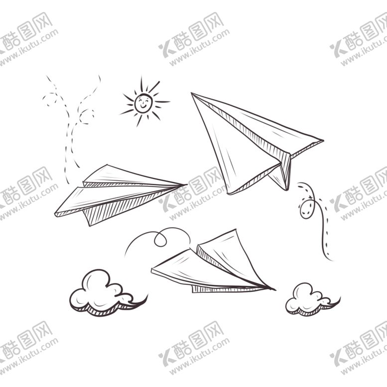 编号：45668910270238038704【酷图网】源文件下载-插画家庭纸飞机儿童插画