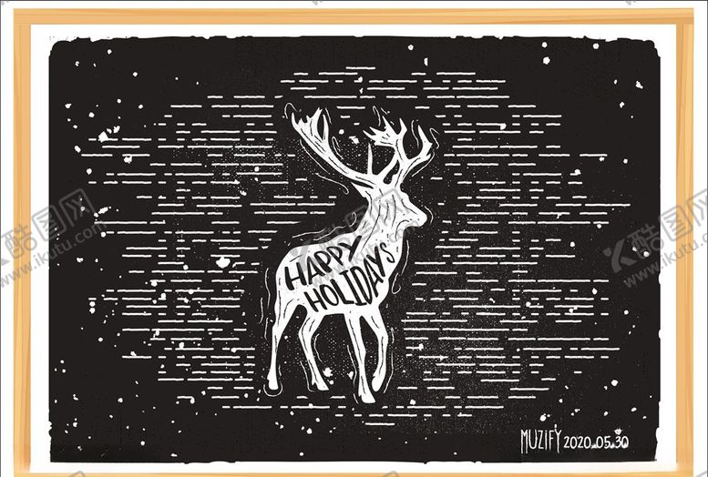 编号：73117109140106428855【酷图网】源文件下载-麋鹿粉笔画