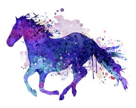 骏马奔跑水墨插画背景海报素材