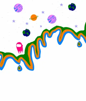 星球印花空色块
