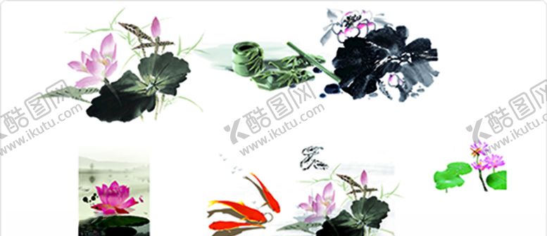 编号：48791909150255506278【酷图网】源文件下载-荷花莲花水墨莲花鱼