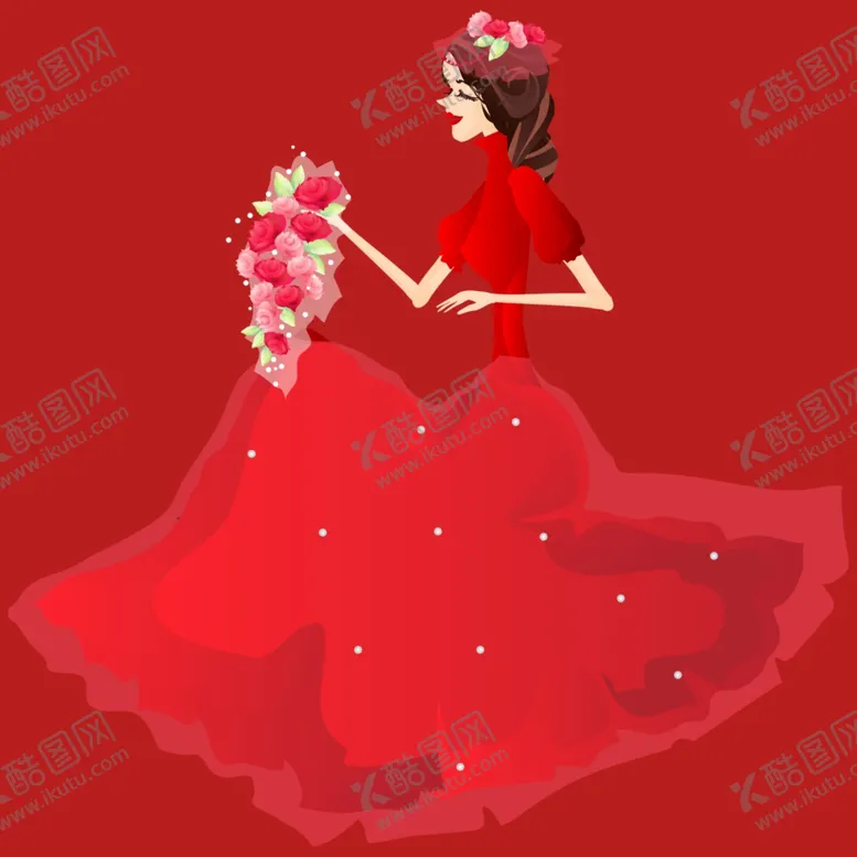 编号：50005501282226192723【酷图网】源文件下载-手绘婚纱新娘