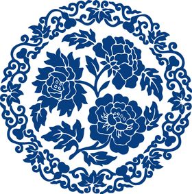 青花瓷图案国画古典罐