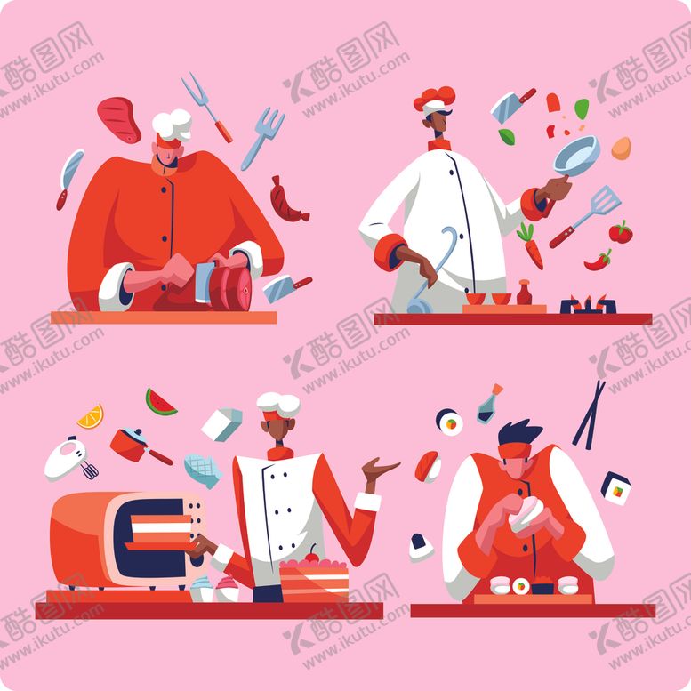 编号：63390106260958287860【酷图网】源文件下载-扁平化厨师