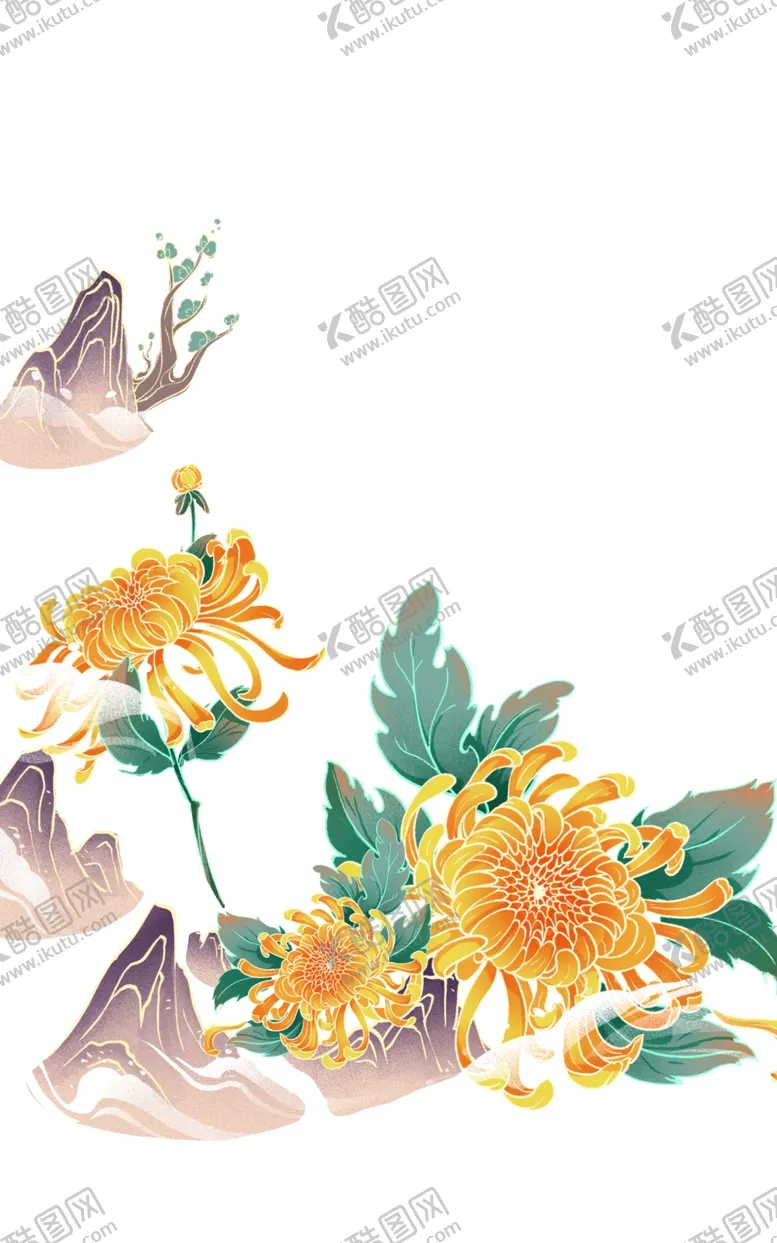 编号：14388402091015572054【酷图网】源文件下载-手绘菊花矢量素材