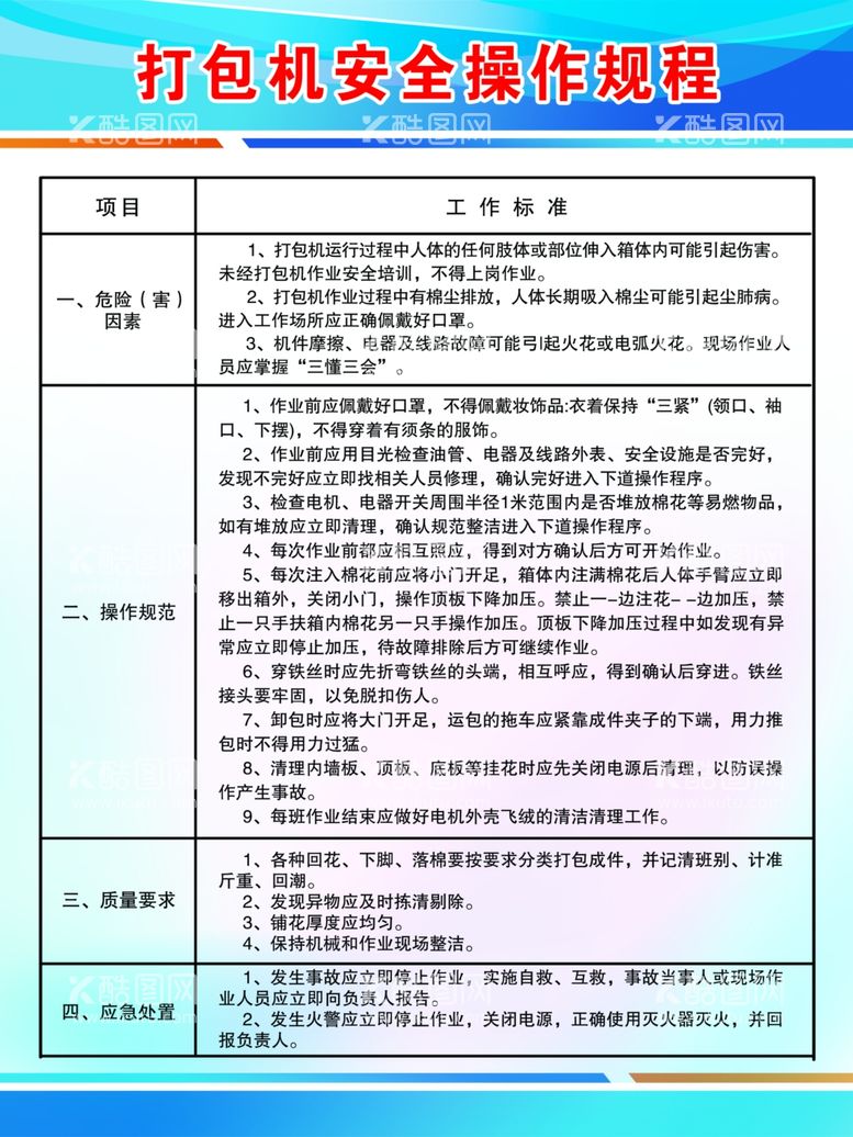 编号：39233711281742583739【酷图网】源文件下载-打包机安全操作规程