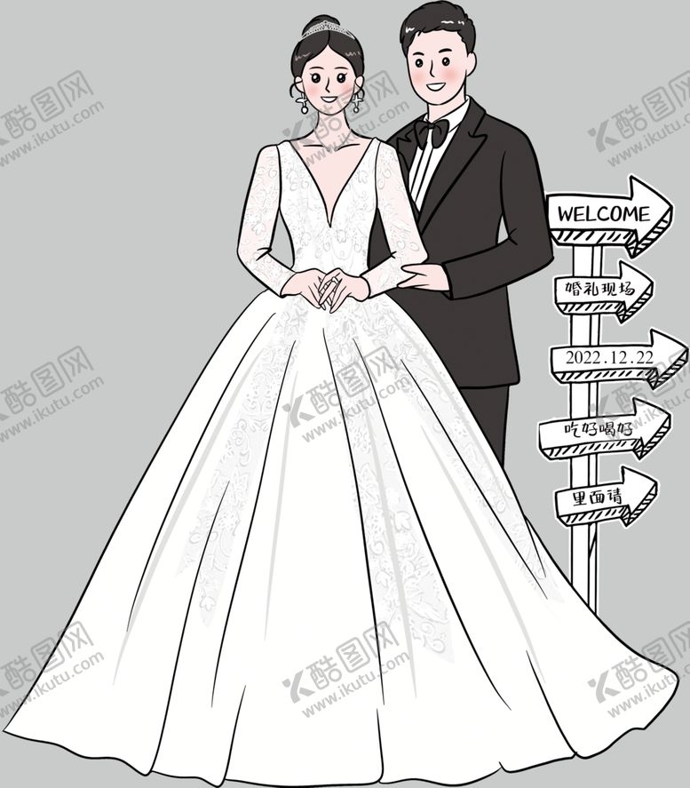 编号：60134002201423072749【酷图网】源文件下载-婚礼卡通迎宾图片
