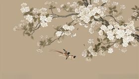 花鸟画飞鸟背景墙
