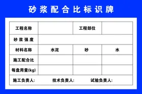 砂浆配合比标识牌