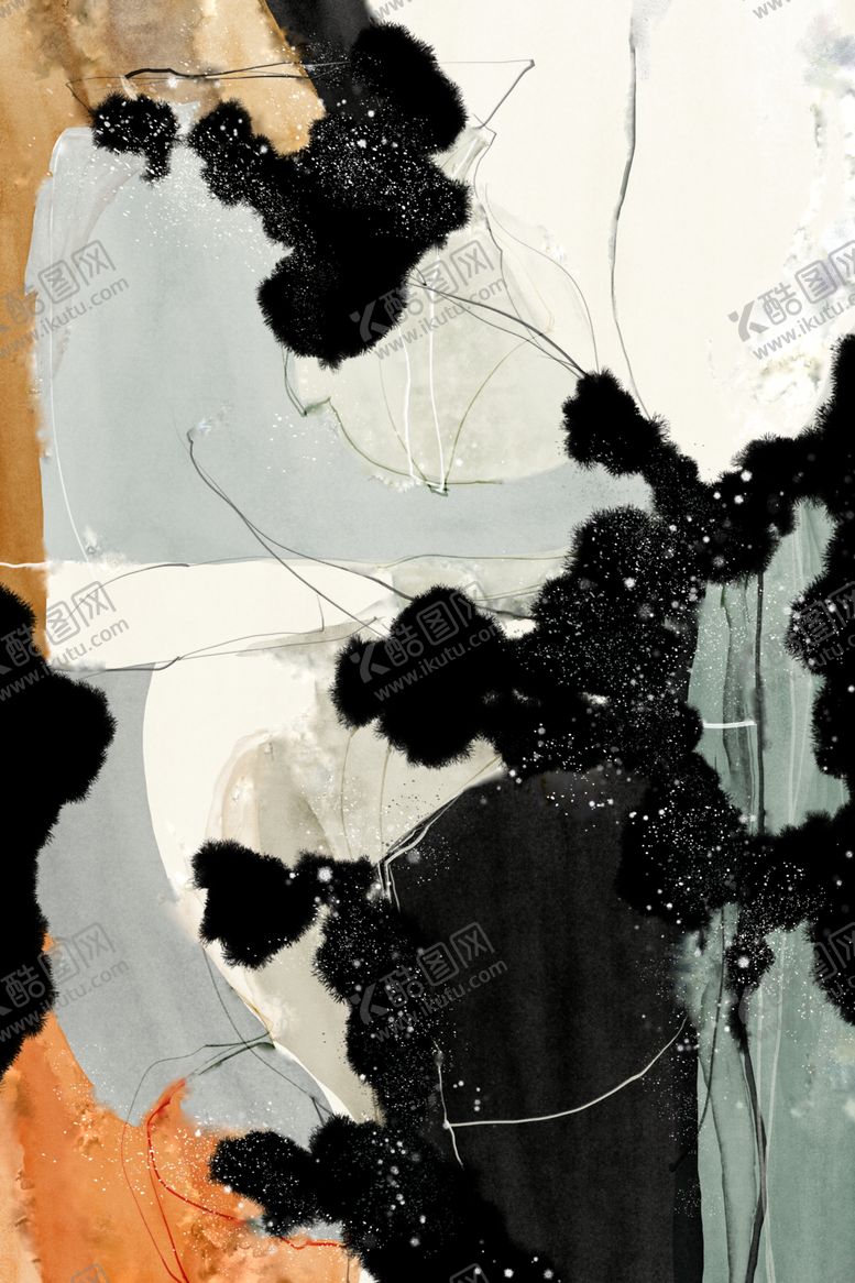 编号：66671209291505123882【酷图网】源文件下载-新中式水彩色块拼接装饰画