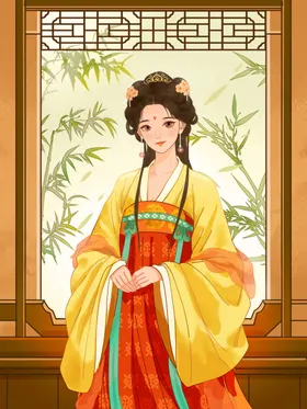 古风女孩子大家闺秀手绘插画