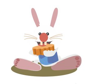 中秋插画可爱卡通兔子免扣png海报图案月饼