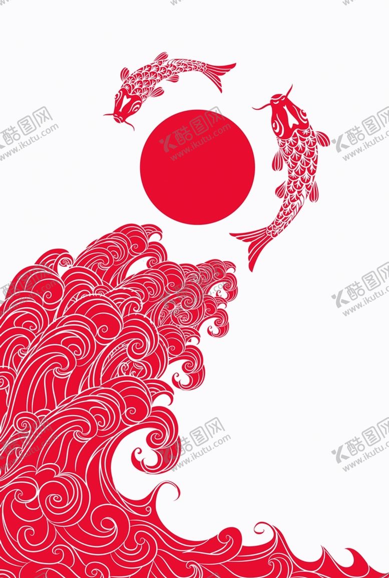 编号：62890310072133248613【酷图网】源文件下载-鲤鱼水波纹
