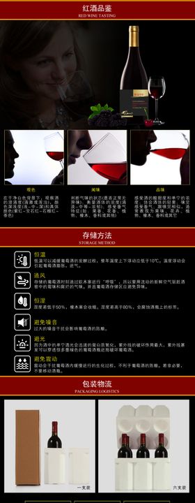 红酒品鉴存储方法包装物流详情页