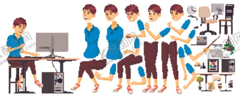 人物插画小建筑卡通儿童卡通
