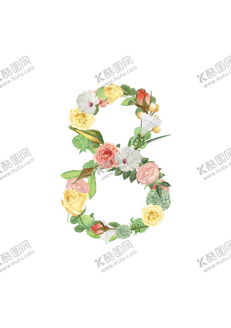 编号：26520310300640012557【酷图网】源文件下载-花朵拼凑数字