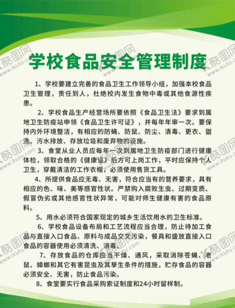 编号：90031905040026415774【酷图网】源文件下载-学校食品安全管理绿色制度牌