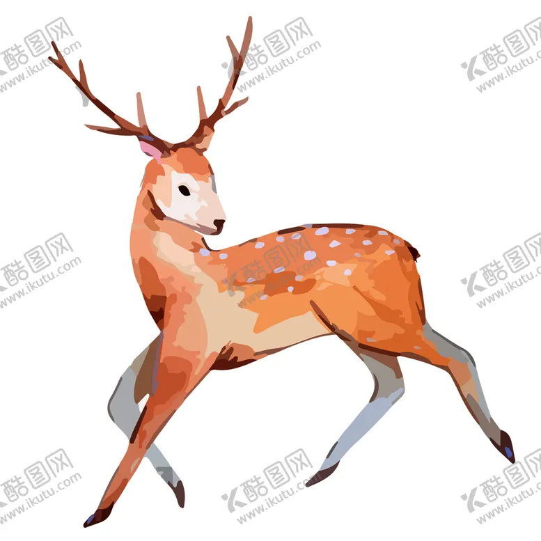 编号：26983010231510201834【酷图网】源文件下载-手绘插画梅花鹿