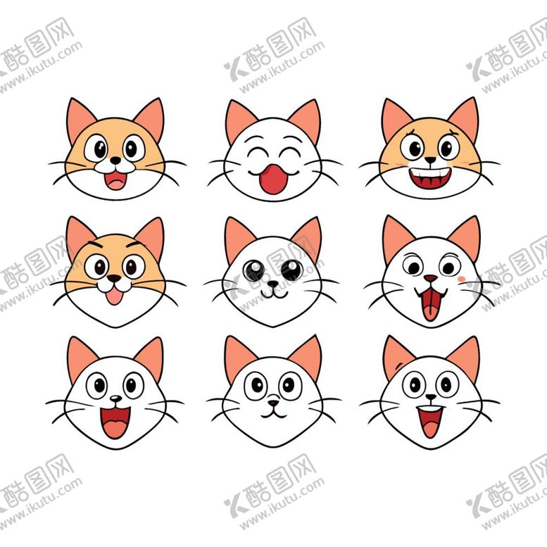 编号：47489112041202192432【酷图网】源文件下载-简单猫不同情绪状态的组合