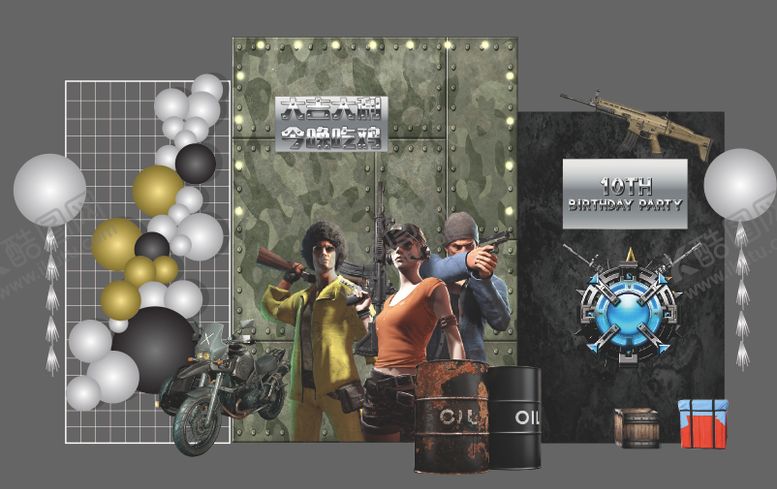 编号：62796409080720071185【酷图网】源文件下载-绝地求生吃鸡生日背景