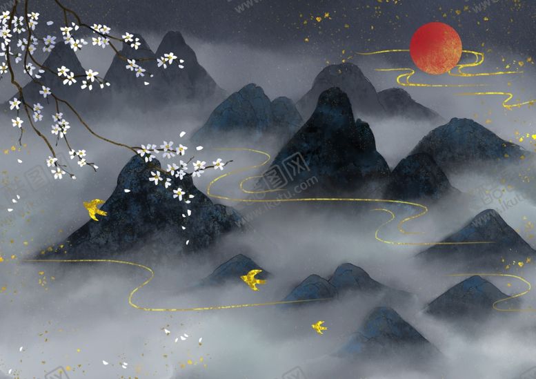 编号：56202110090530396657【酷图网】源文件下载-中国风背景墙壁画