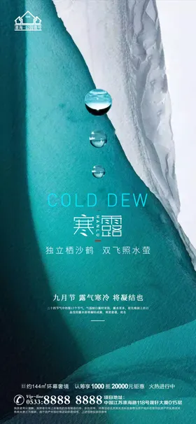地产寒露大寒小寒微信雪手机海报