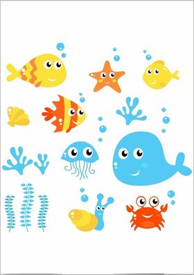 海洋生物彩色可爱背景质量图