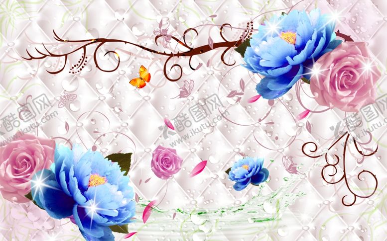 编号：39640309221036377964【酷图网】源文件下载-玫瑰花软包背景墙