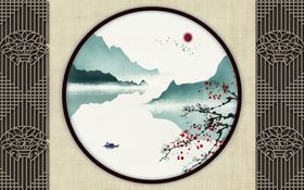 旭日东升中式背景墙