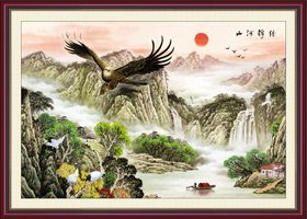 编号：97152009240934381265【酷图网】源文件下载-大展鸿图大理石山水背景墙