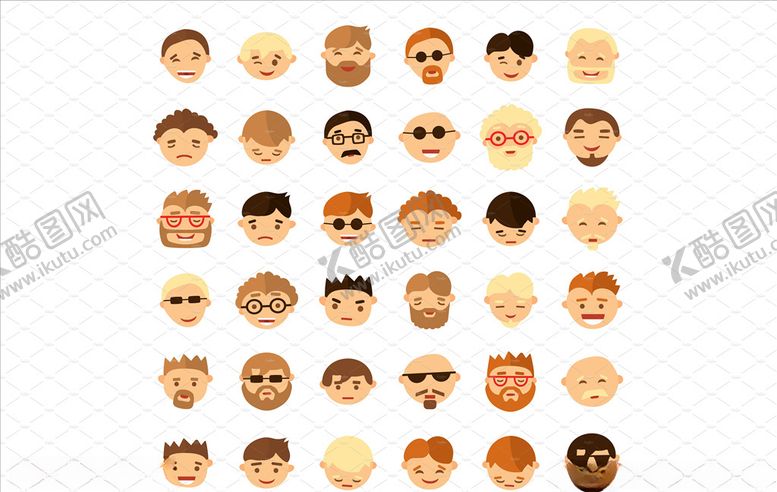编号：99337109230137228349【酷图网】源文件下载-男性人脸图标男孩老人老头情绪