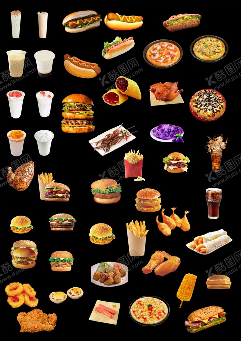编号：16495109171315451476【酷图网】源文件下载-快餐店各小吃食