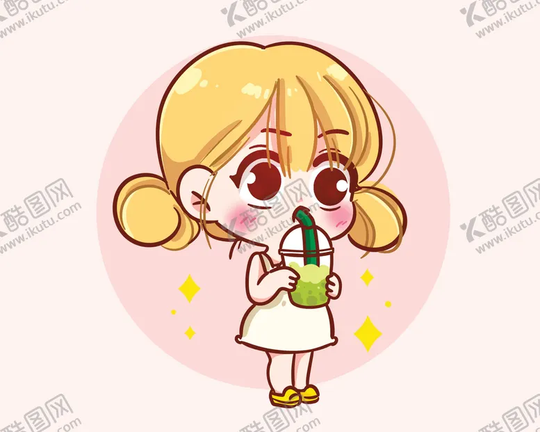 编号：74136809210447409041【酷图网】源文件下载-卡通喝奶茶