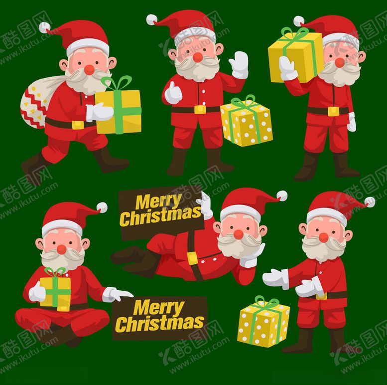 编号：59324203312150093139【酷图网】源文件下载-圣诞老人送礼物欢乐画面