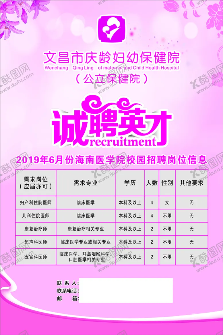 编号：62942001131852259713【酷图网】源文件下载-医院招聘海报