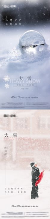 大雪节气海报二十四花氛围