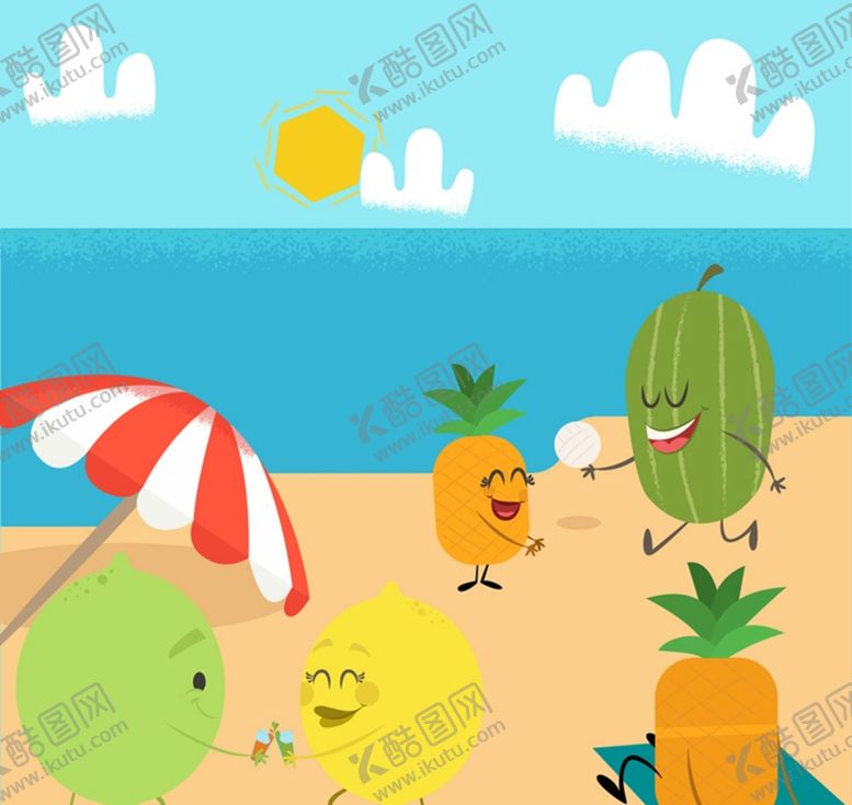 编号：36742809261702585861【酷图网】源文件下载-度假的水果们