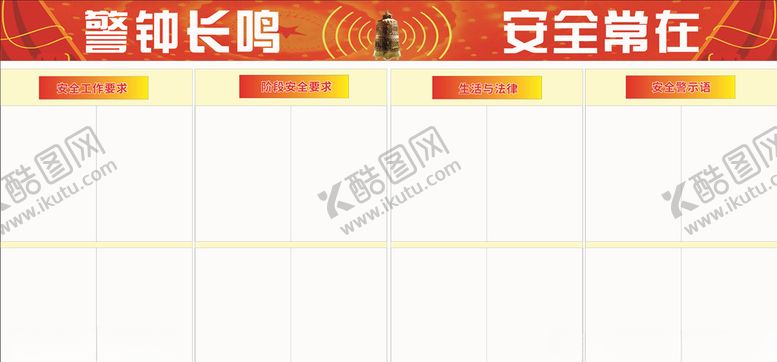编号：57099907021258147211【酷图网】源文件下载-安全警钟喷绘布