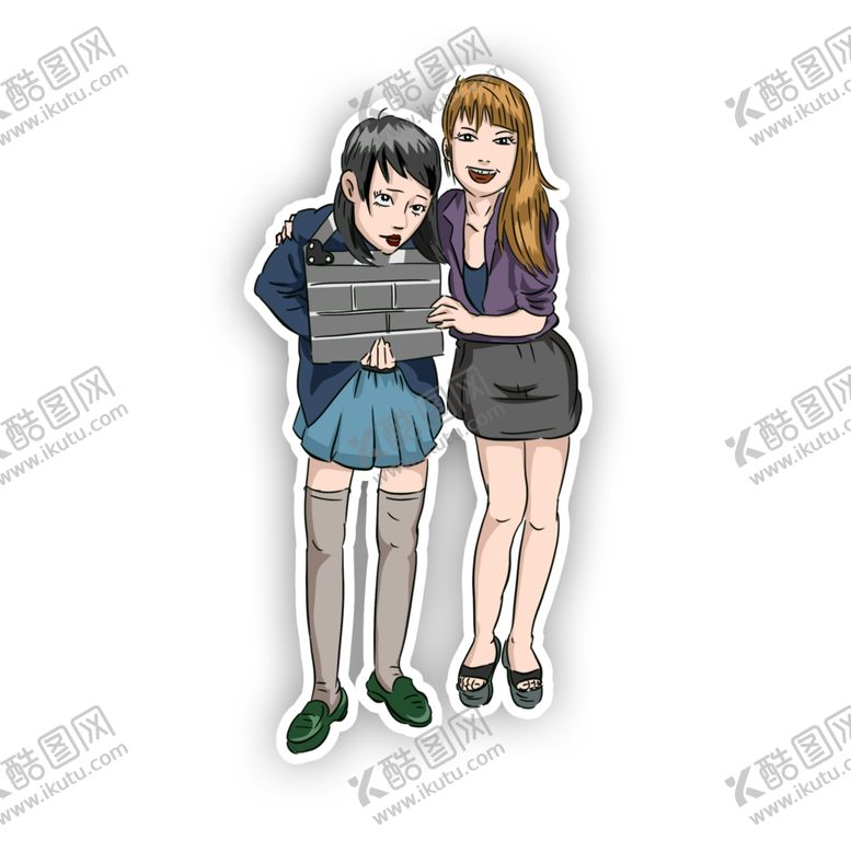 编号：28302701270704486533【酷图网】源文件下载-闺蜜艺术照片卡通姐妹合照拍卡通