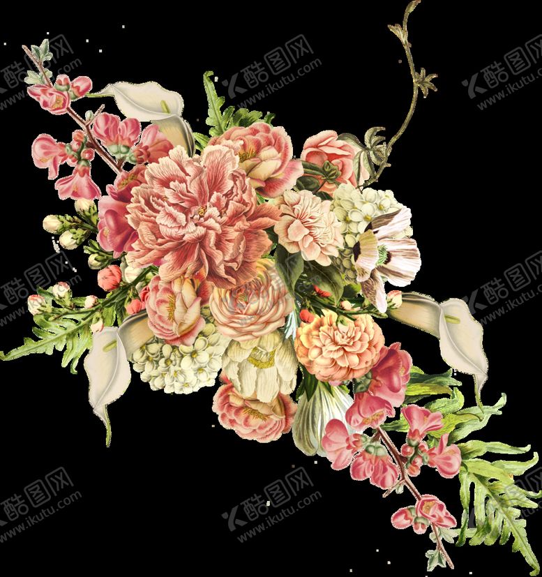 编号：81923610232309141689【酷图网】源文件下载-复古花卉png