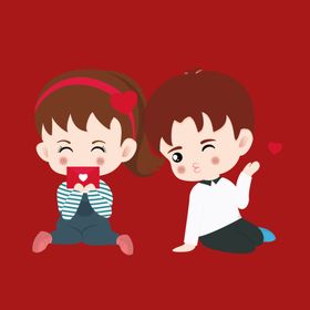 手绘情侣恋人