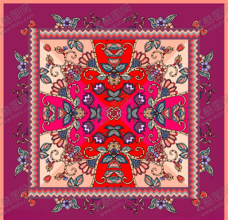 编号：98198109180216435553【酷图网】源文件下载-丝巾图案素材